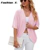 2024 весна и лето, новый однотонный кардиган со средними рукавами, вязаная куртка-кардиган, рубашка с кондиционером