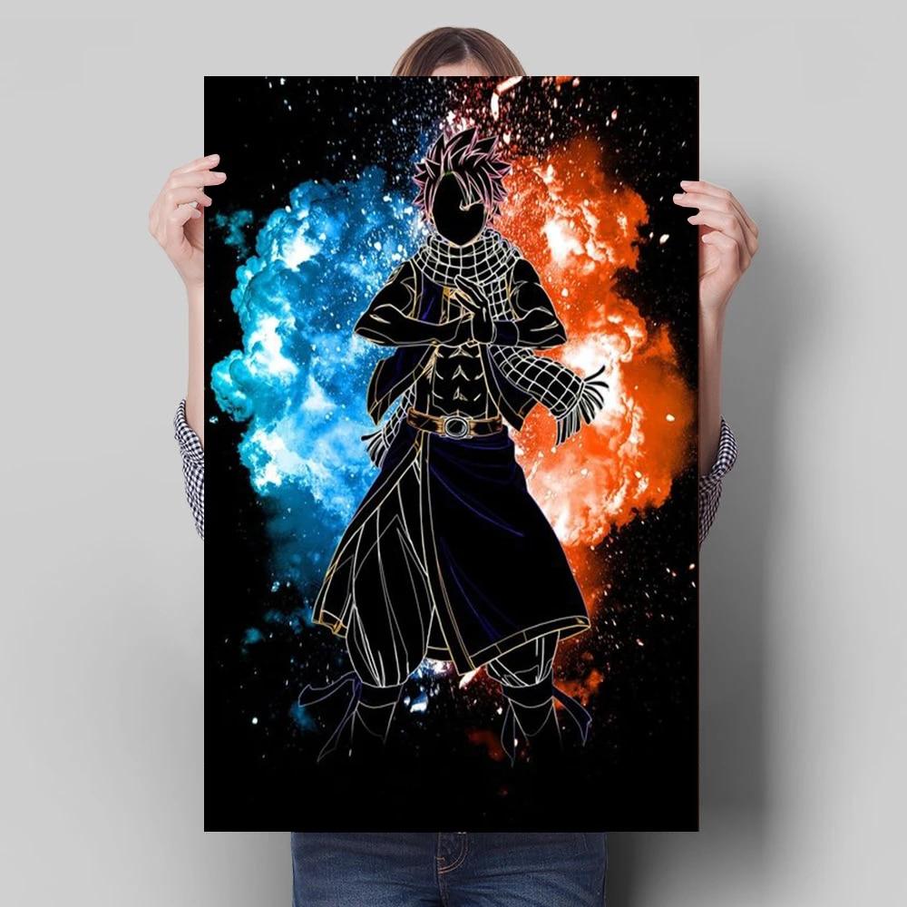 Японское аниме-персонаж, украшение, фреска, плакат «Хвост феи», холст, живопись и настенные художественные принты для детской комнаты для современного домашнего декора, без рамки