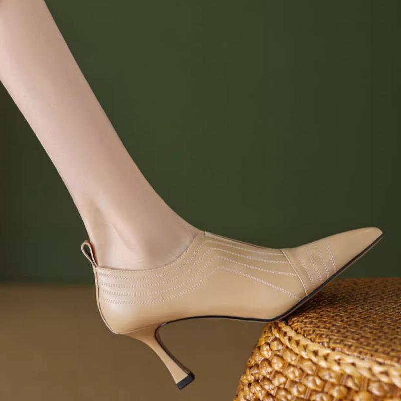 Модные новые женские босоножки на шпильках с острым носком на высоком каблуке, черные ботильоны для женщин, осень-зима