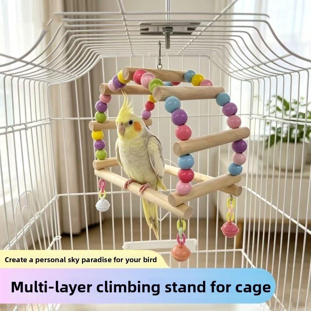Wood Bird Cage Swing Non-slip Pet Chewing Toy Training Stand Parrot Swing Toys Cage Accessories