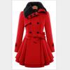 Ladies Winter Fur Collar Slim Double Breasted Woolen Long Elegant Coat