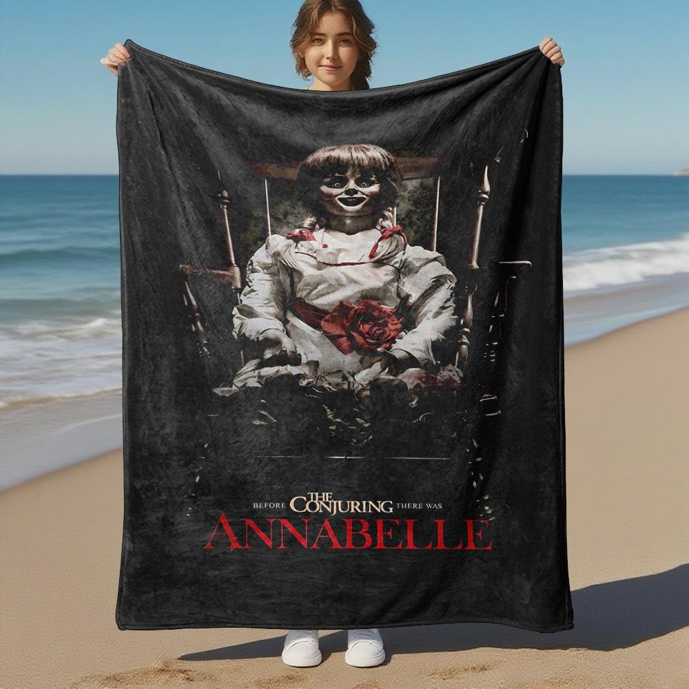 1 шт. ANNABELLE CONJURINGПлед из фланели для улицы, Мягкий плюшевый декор для пикников, кемпинга, Спальни, Игровой комнаты или Обеденного перерыва, Идеальный подарок