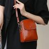 Cowhide Single Shoulder Women's Dumpling Bag Women's Messenger Leather Bag Practical Shell Bag Bright Leather Mobile Phone Change Bag