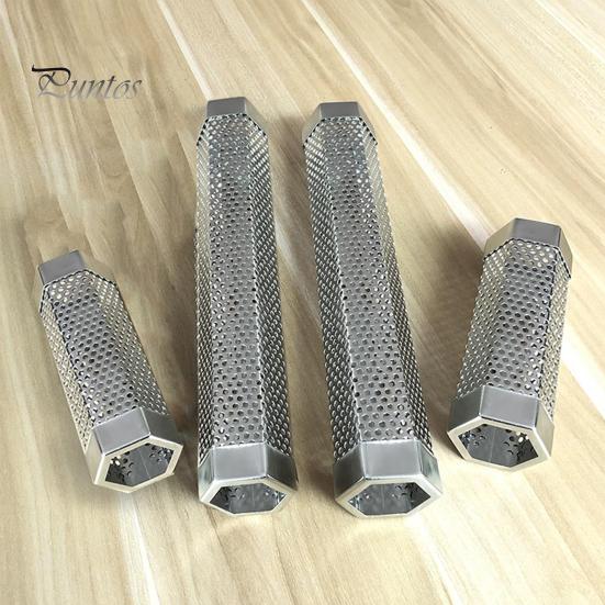 Трубка для пеллет Нержавеющая сталь Дымовая трубка для барбекю с вентиляционными отверстиями Жаростойкая Легко чистящаяся Многоразовая трубка для дымового гриля Аксессуары для кемпинга