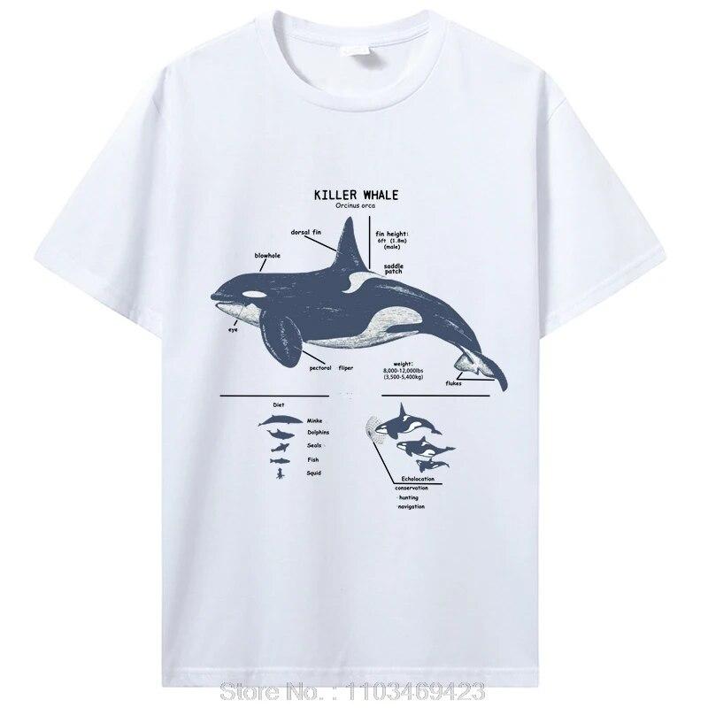 Забавная пляжная футболка с изображением косатки, анатомии морской биологии, дикой природы, уличная футболка, подарок на день рождения, летняя футболка, одежда