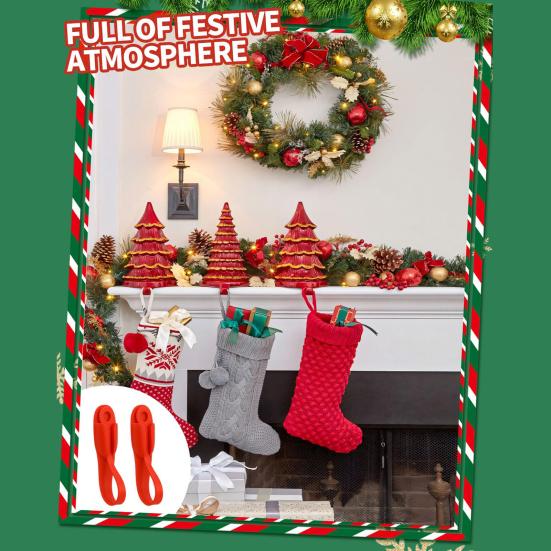 Рождественские вешалки для венков, крючки для гирлянд на каминную полку, самоклеящиеся держатели для рождественских чулок, многоразовые крючки для венков для камина, лестниц, перил