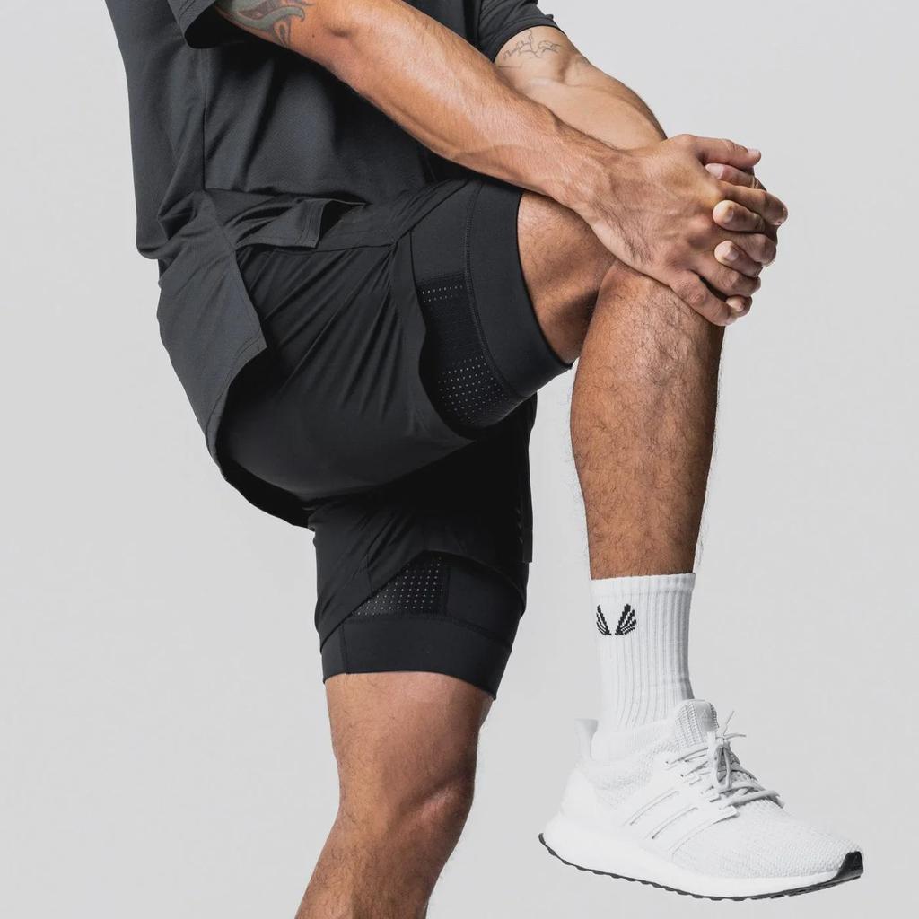 Мужские нейлоновые шорты для фитнеса европейского размера: Быстросохнущие, эластичные, двухслойные шорты в американском стиле для бега и баскетбола на лето