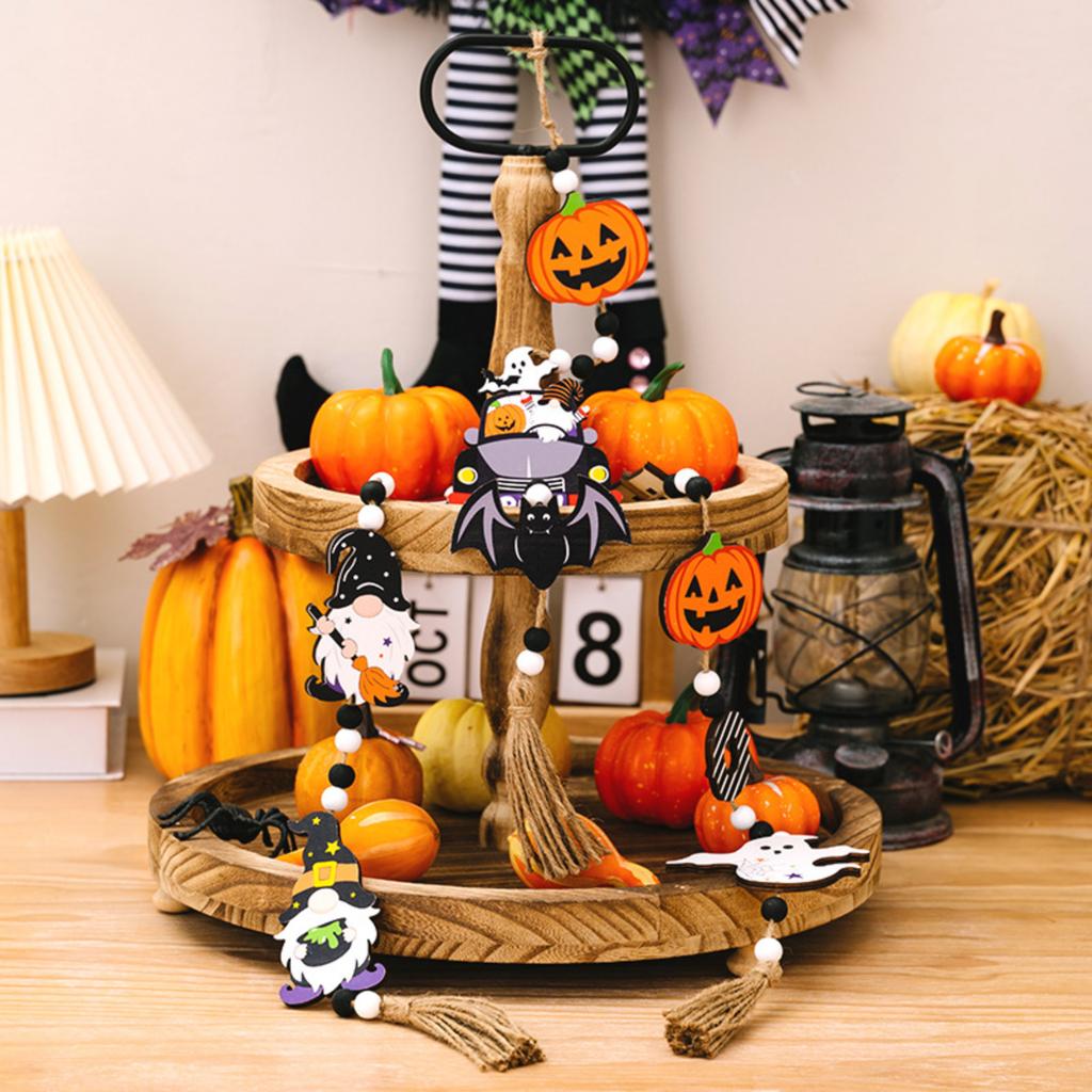 Halloween Hanging Home Party Ghosts Festival Decorative Bead Strings Witch Pumpkin Bats Pendants
