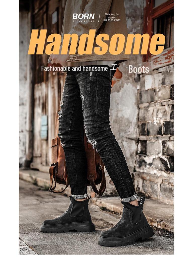 Men's 2022 Winter High-Top Martin Boots with Thick Sole and Fashion Sock Design for Work and Outdoor Wear