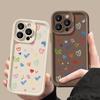 Cartoon Love Hearts Pattern Shockproof Phone Case for iPhone 16 15 14 Plus 13 12 11 Pro Max Xs Xr 8 7 Matte Tpu Soft Lens Protection Anti-Fall Cover