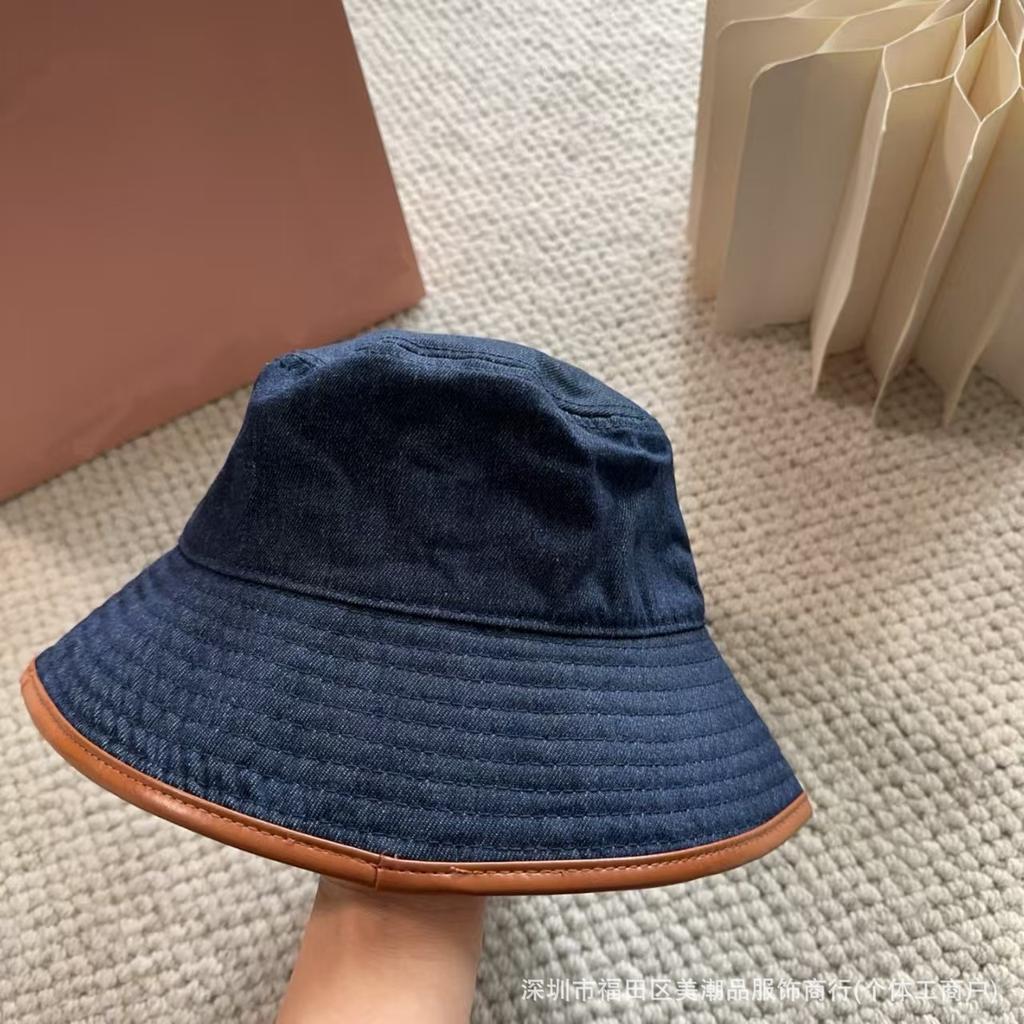 Spring and summer new three-dimensional letter denim basin hat travel simple and versatile men's and women's hemming casual fisherman's hat tide