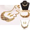 Fashion Rhinestone Decoration Feather Design Women Gold Necklace And Earring Set For Casual And Travel Scenes