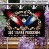 Плоский 2D, 1 шт. Алюминиевый знак «250 лет свободы 1776-2026» с белоголовым орлом, 12x8 дюймов - Черный фон, Патриотический дизайн с орлом и флагом США, 250-летие США