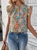 Women's Retro Ethnic Print Butterfly Sleeve Summer Top