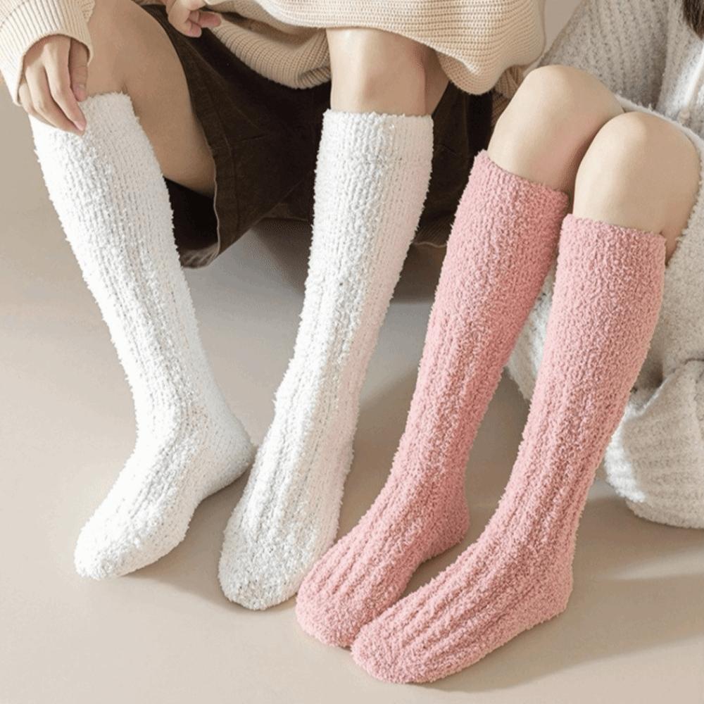 Thick Winter Sock Solid Color Women Stockings New Coral Fleece Stocking Women
