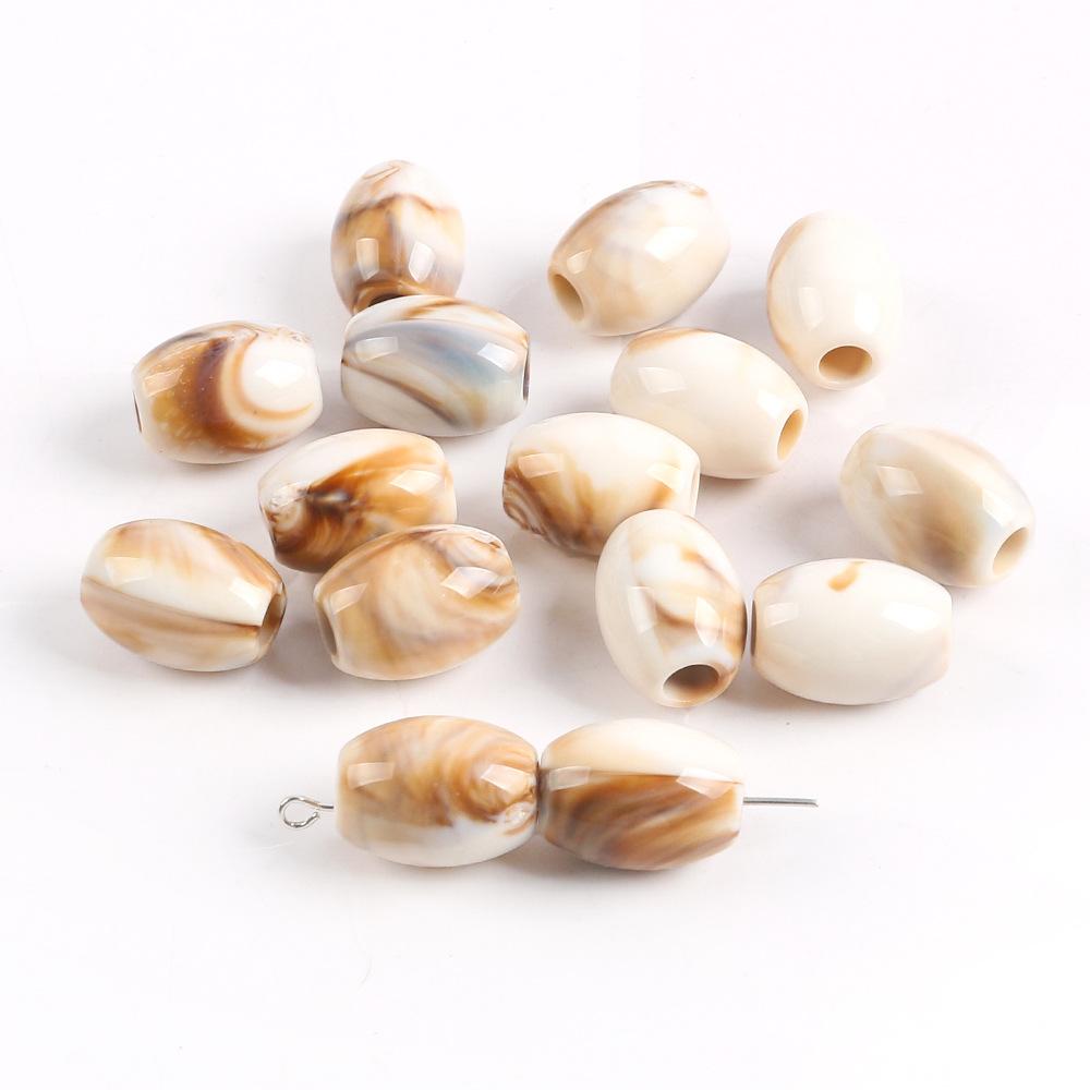 Акриловые овальные двухцветные бусины-ведра, бусины с большим отверстием, подушка для сиденья автомобиля, бисерный браслет, ожерелье, аксессуары для изготовления ювелирных изделий своими руками