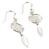 [Q7546] - Artisanal Silver Earrings 'Boho' Aged Silver Mother-of-pearl (dreamcatcher) - 22x9 Mm