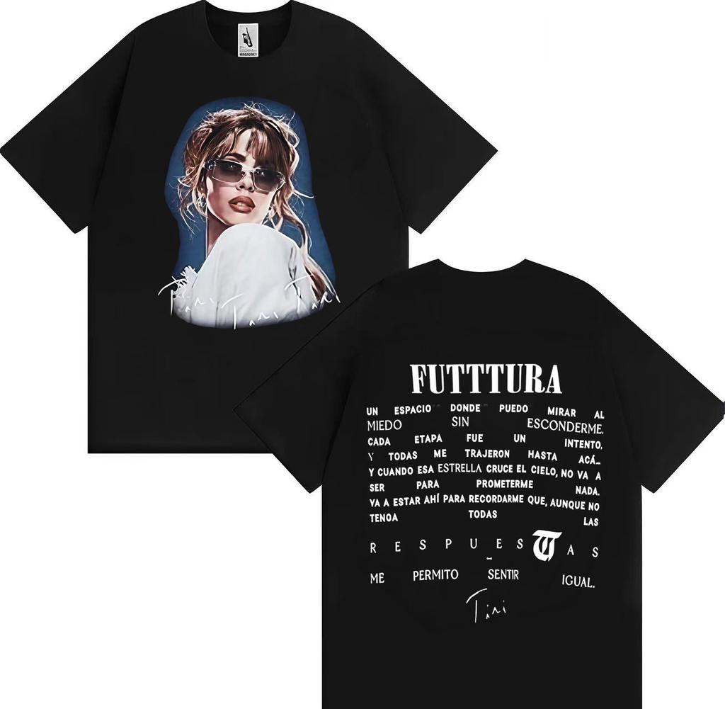 Summer Hit Singer TINI Futttura's Album Pop Music Gothic 2025 Summer Print 100% Pure Cotton Fashion Loose Casual T-shirt