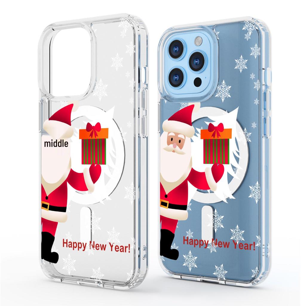 Подарок от Деда Мороза Магнитный Прозрачный Чехол-Крышка для iPhone 15/16/17 Pro Max