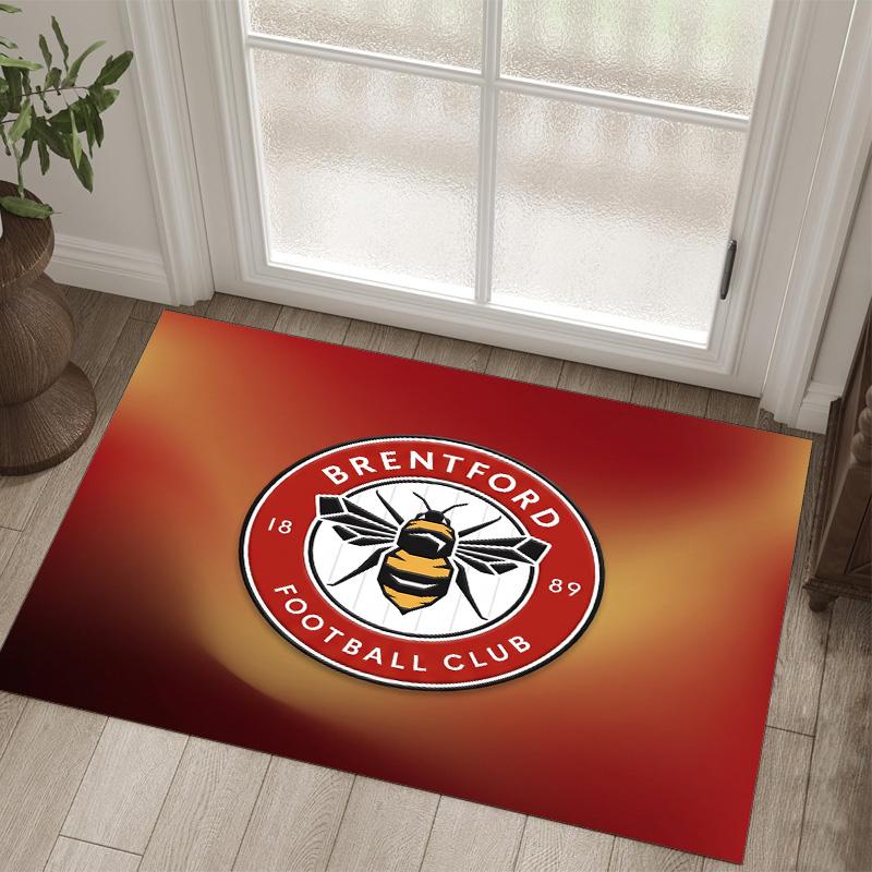 Brentford Football Design Crystal Velvet Carpet Cozy Non?Slip Printed Rug For Bedroom Living Room Entrance