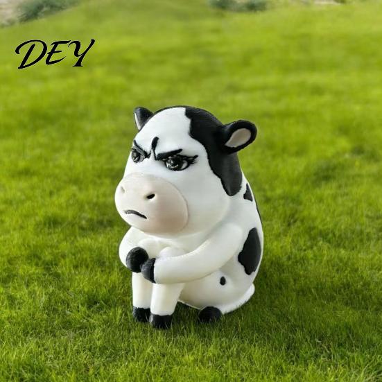 Мультяшная фигурка животного 3D-печатная фигурка молочной коровы, статуэтка крупного рогатого скота для декора стола, мини-скульптура для дома и офиса, подарок для любителей