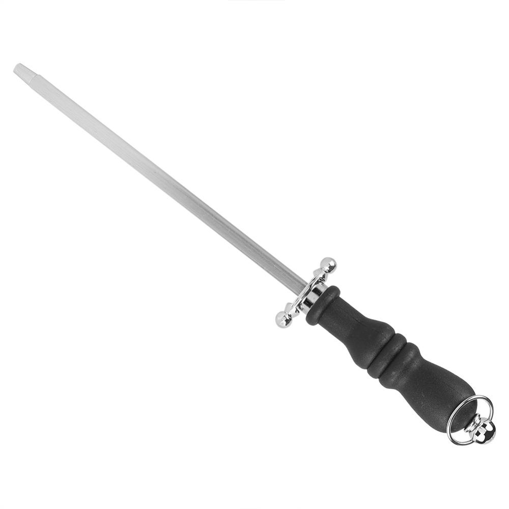 Ergonomic Handle Sharpening Steel Rod Silver and Black Honing Steel Rod Chef Butcher