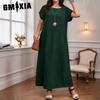 Plus-size Women's Summer Round-neck Elegant Long Dress