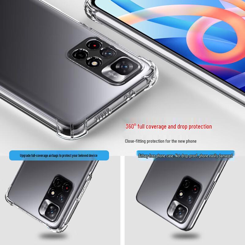 ESCASE Прозрачный противоударный силиконовый чехол для Redmi Note 11 5G