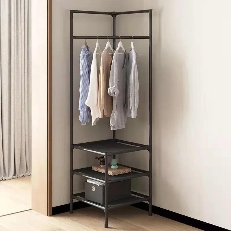 2/3 Tier Corner Coat Rack Bedroom Corner Clothes Rack Bedroom Clothes Stand Organizer Night Table Storage Shelf Clothing Racks