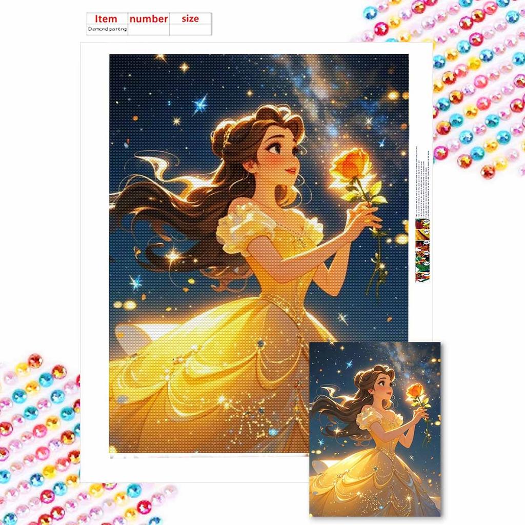DIY Diamond Painting The Rose and The Princess Cross Stitch Kit Mosaic Art Diamond Painting Full Circle Diamond Home Decoration