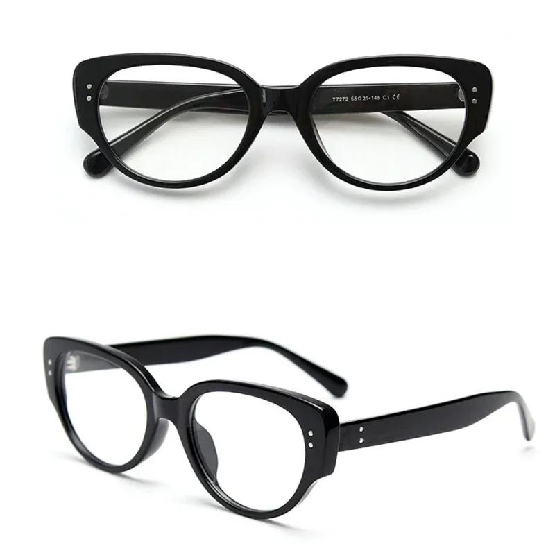Fashion Transparent Cat Eye Optical Eyewear Finished Ladies Plain Glasses Unisex Spectacle Minus Anti Blue Light Glasees