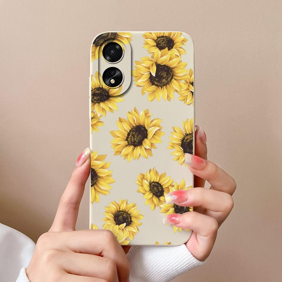 For OPPO A2 A38 A58 A78 A79 Realme 11 Pro Plus Phone Case Cute Fashion High Quality Sunflower Butterfly Matte Liquid Silicone For OPPO Phone Bumper