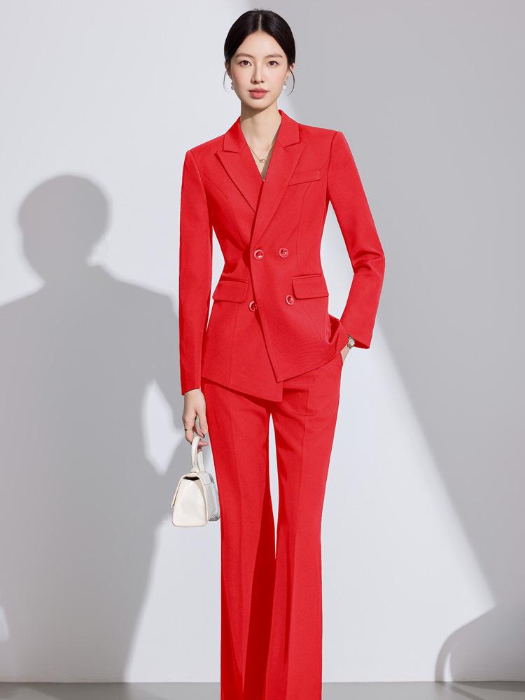 Женский высококлассный белый костюмный набор для осени/зимы - Элегантная деловая формальная одежда