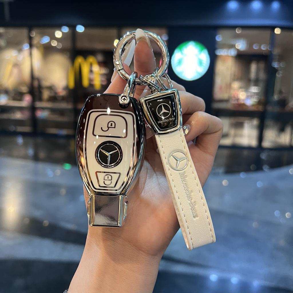 REE4 Key Fob Cover Leather Keychain for Mercedes Benz C E M S CLS CLA GLK GLA GLC GLE AMG Class Girly Cute