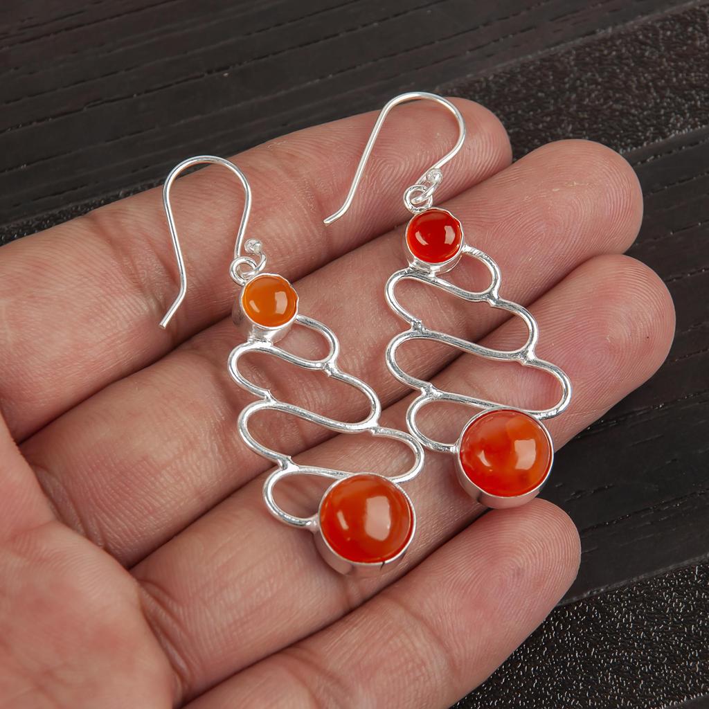 Серьги из сердолика из стерлингового серебра 925 пробы, Ювелирные изделия с драгоценными камнями ручной работы, Подарки для жены, Удивительные серьги
