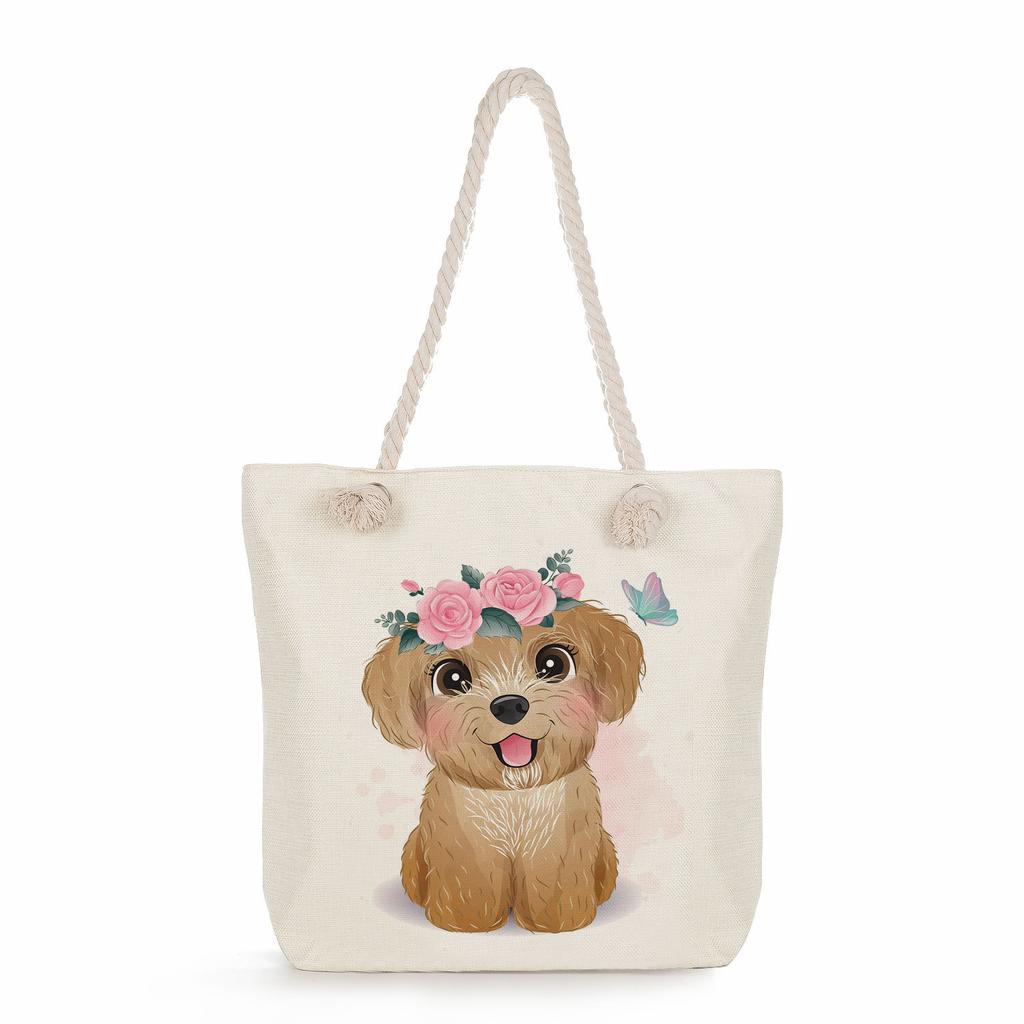 Многофункциональная Милые животные Принт Толстая веревка Плечо Пляжная сумка 7586