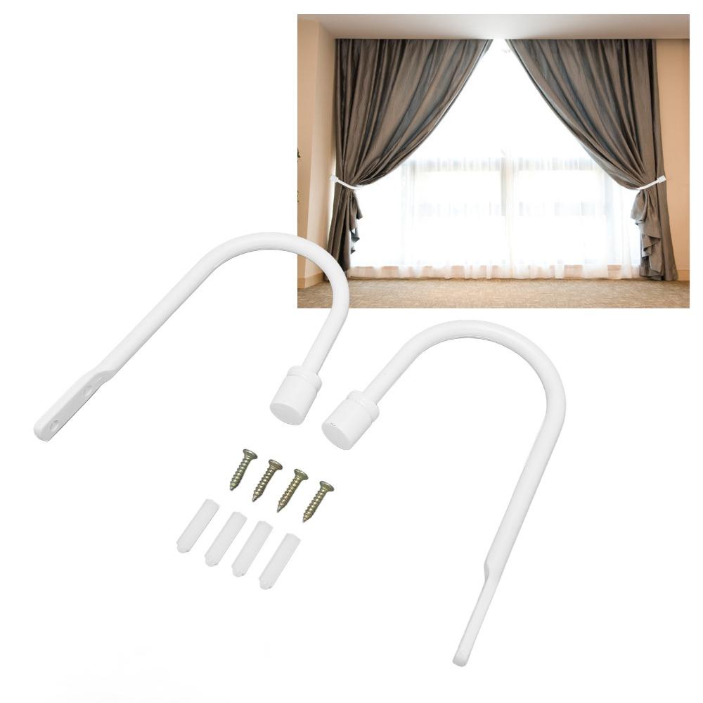 2Pcs U Shaped Curtain Tiebacks White Window Curtain Holdbacks Decorative Drapery Holdbacks  Office