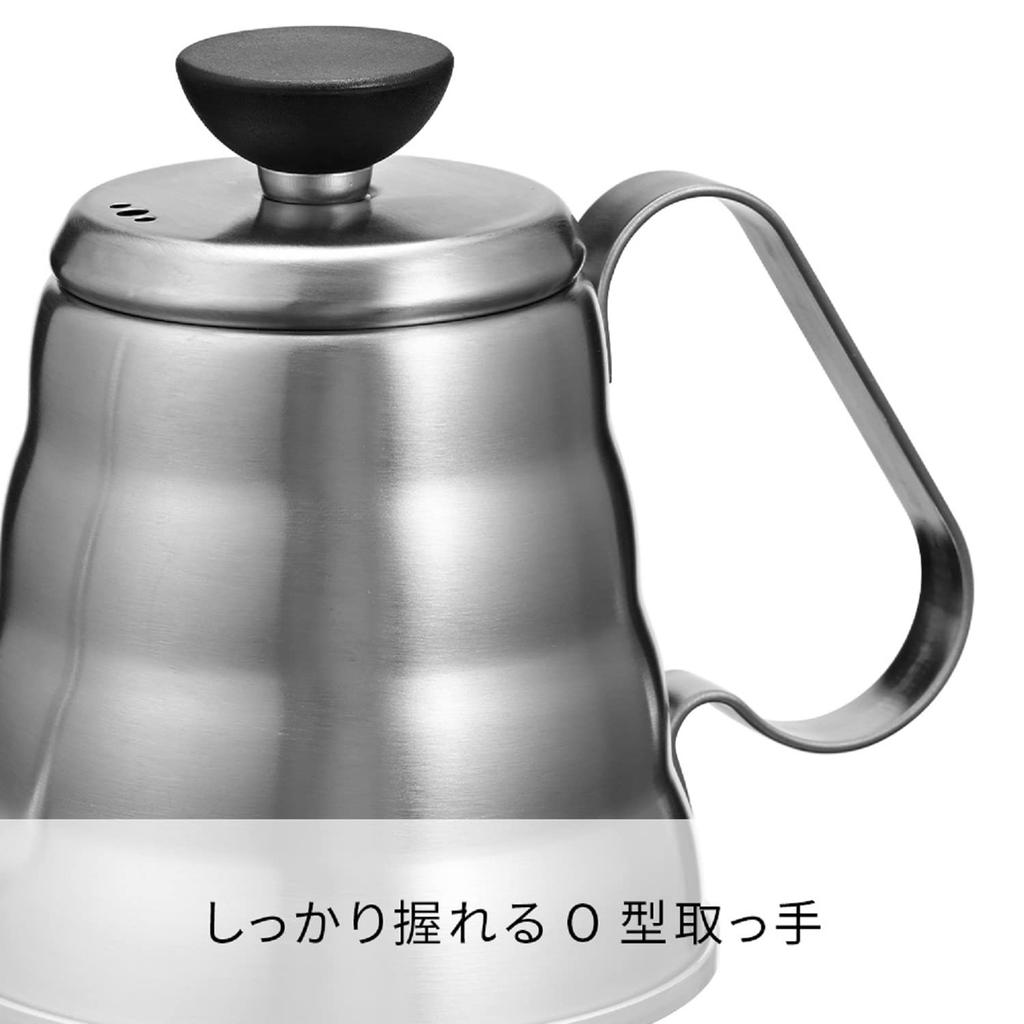 HARIO V60 Metal Drip Kettle Buono, Silver, 500ml Capacity, Hairline Silver, O-VKB-70-HSV