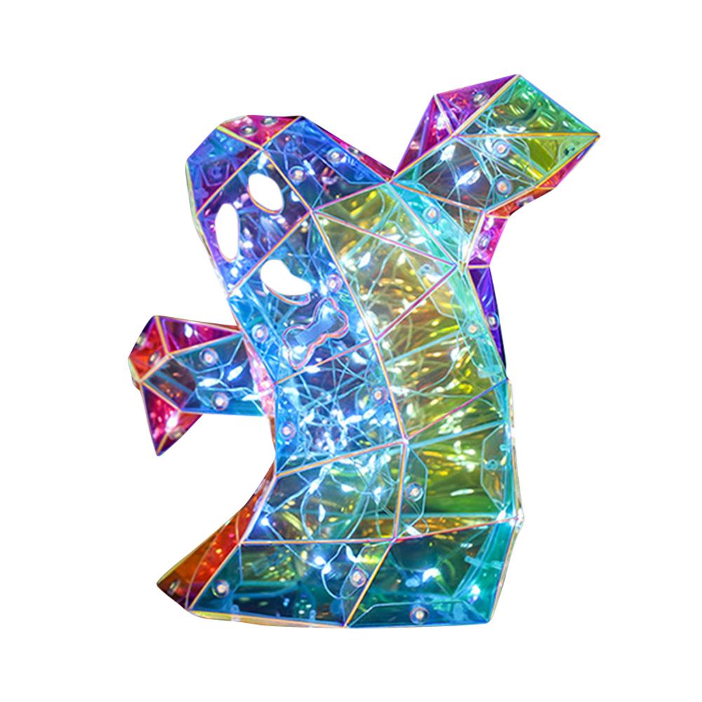 Halloween Gorgeous Shining LED Ghost Lights Decor Prismatic Ghost Iridescent Ghost Lantern Holiday Party Decor Atmosphere Prop