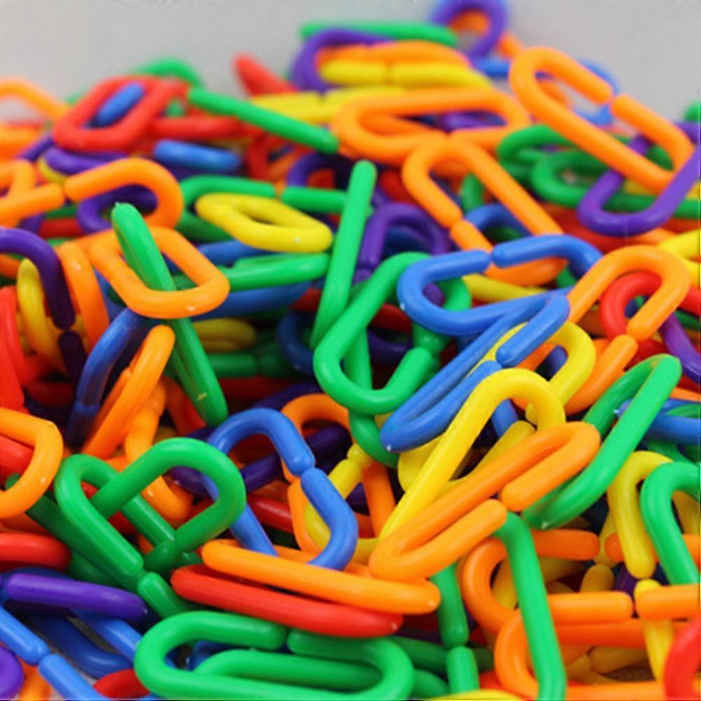 400pcs Geometric Interlocking Buckle Colorful Plastic Clips Hooks Chain Links Kids Educational Toy