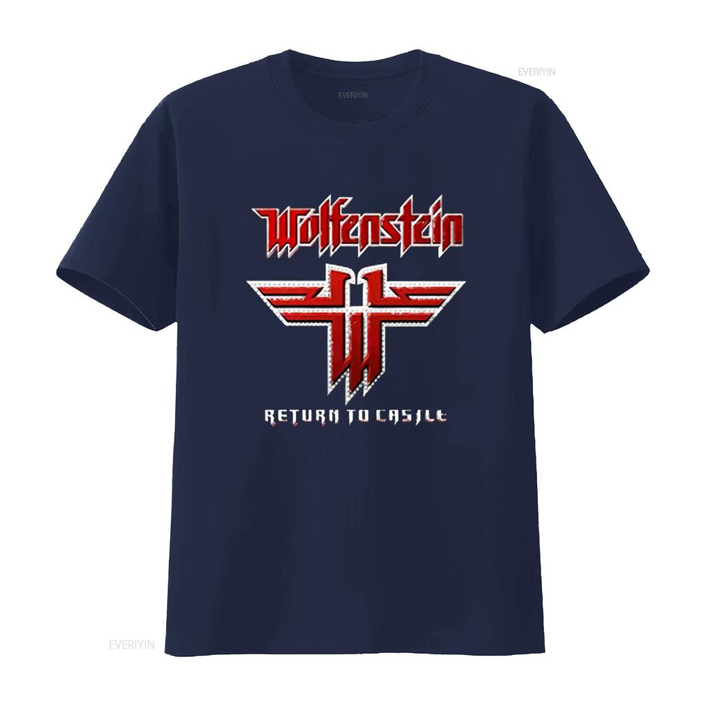 Новый логотип WOLFENSTEIN Известная видеоигра Унисекс Черная футболка S M L XL XL XL винтажный Стирка мода Растянутый