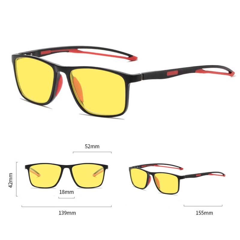 Спортивные очки TR90 для ночного видения для мужчин и женщин, ультралегкие, защищающие от синего света, для улицы, солнцезащитные очки, очки для ночного вождения