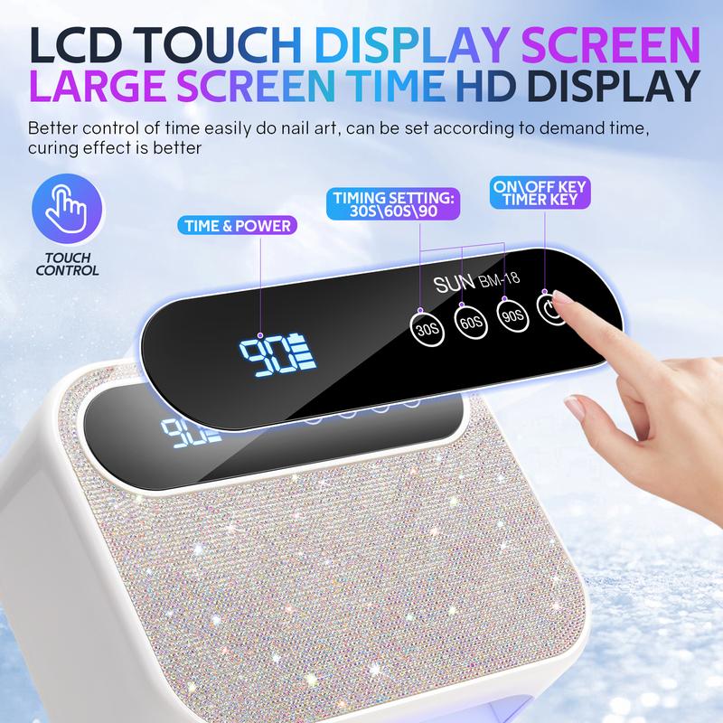 168W Rechargeable UV LED Nail Lamp Professional Dryer Cordless Gel Polish Drying Lamp For Manicure