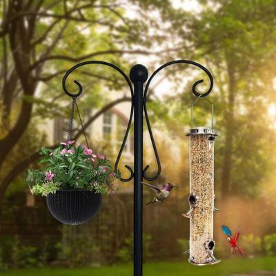Двойной крюк пастуха, столб для кормушки для птиц, многоцелевой, устойчивый к погодным условиям, садовый подвесной держатель для двора