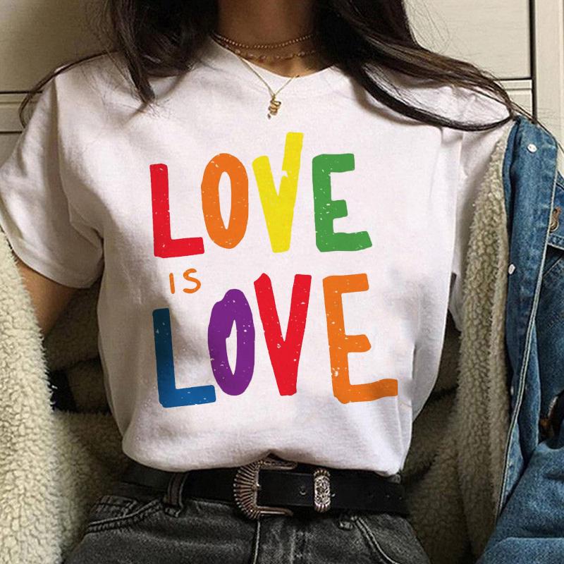 Women Casual T-Shirt Fashion Lady 90S Cartoon Love Printing Simple White Tops Cartoon T Shirt Basic Summer Female Tshirt