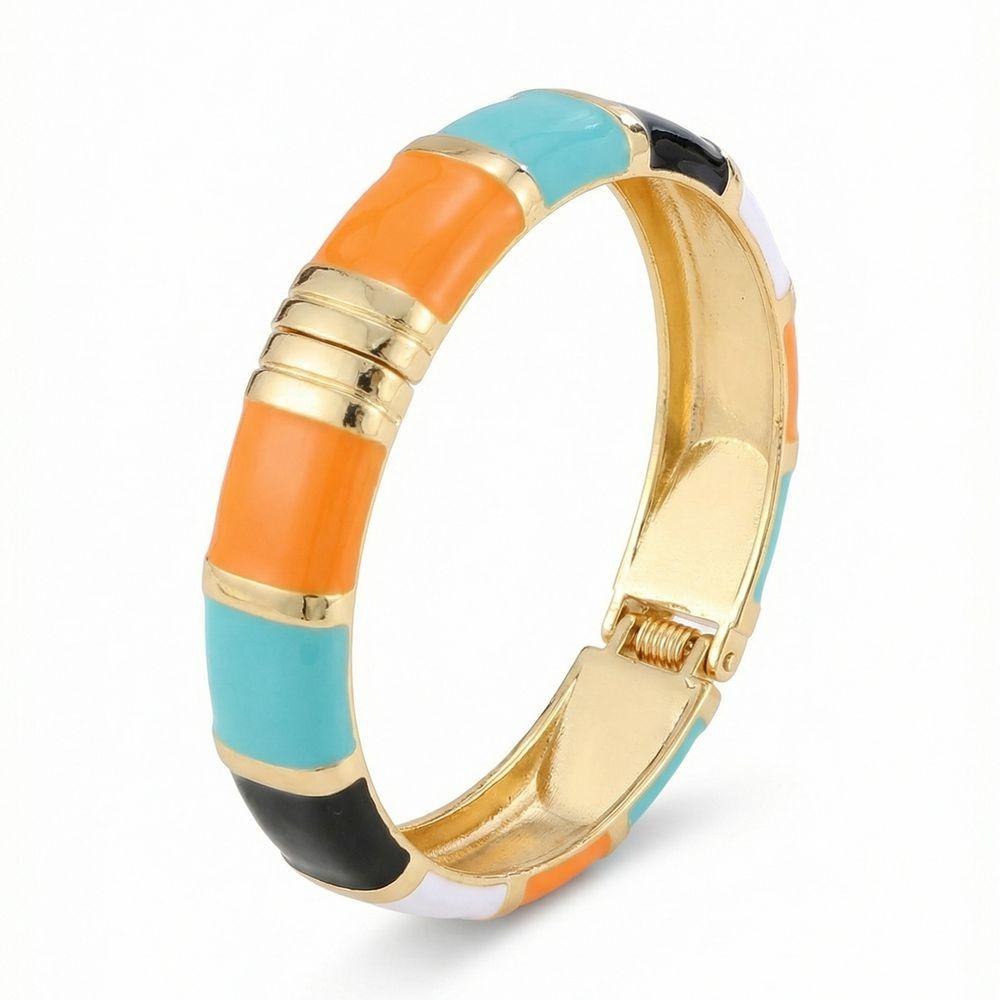 Elegant Enamel Cuff Bangles Wide Geometric Bracelet Personality Bohemian Drip Oil Bracelet  Women