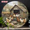 Chicken Coop Farm Scene Tin Sign  Vintage Durable Metal Plaque Wall Decor Home Office Bar Man Cave Wall Art
