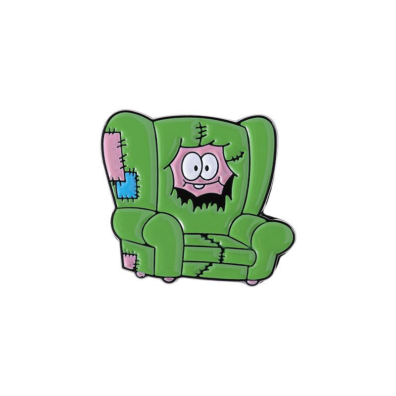Cute Anime Brooch Set SpongeBob Metal Pins Squidward Patrick Burger Badge 6-Pack Cartoon Clothing Lapel Pin