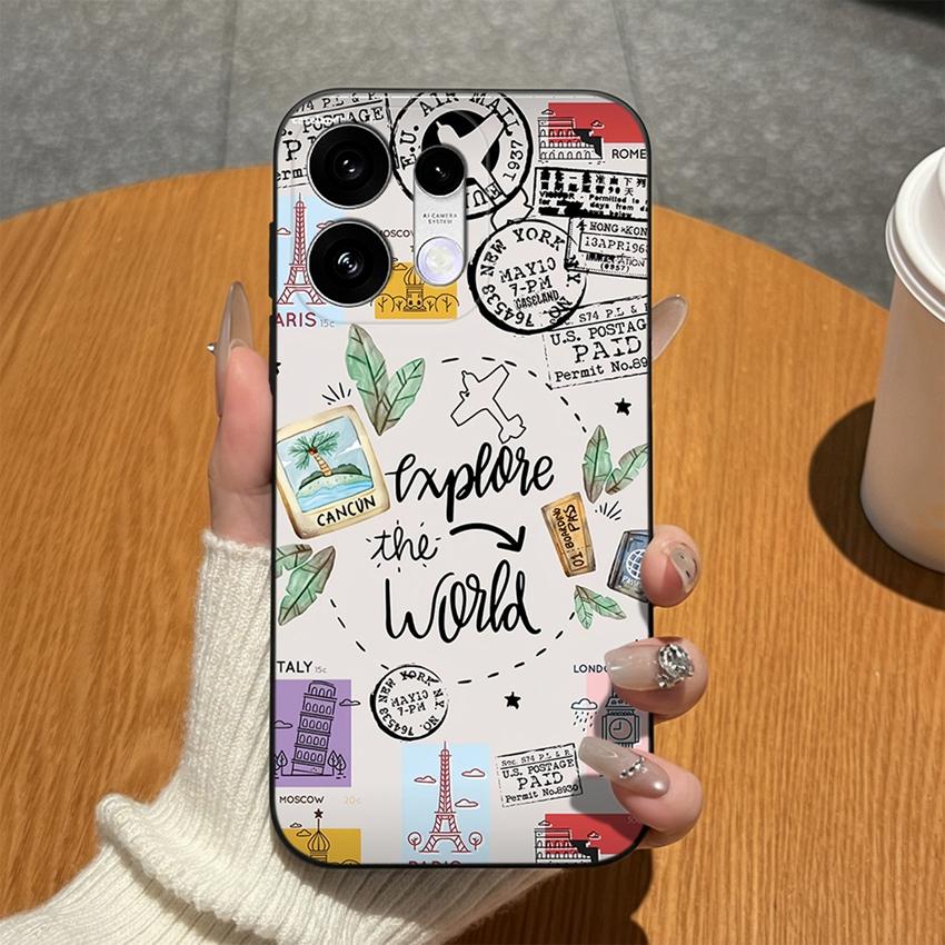 Чехлы Для Oppo Reno16 15 14 13 12 F 15c 16c Reno15 16 Pro Телефон Бампер Модный Леопардовый Кружевной Узоры Бабочки Матовый Силиконовый Защита от Отпечатков Пальцев Корпус