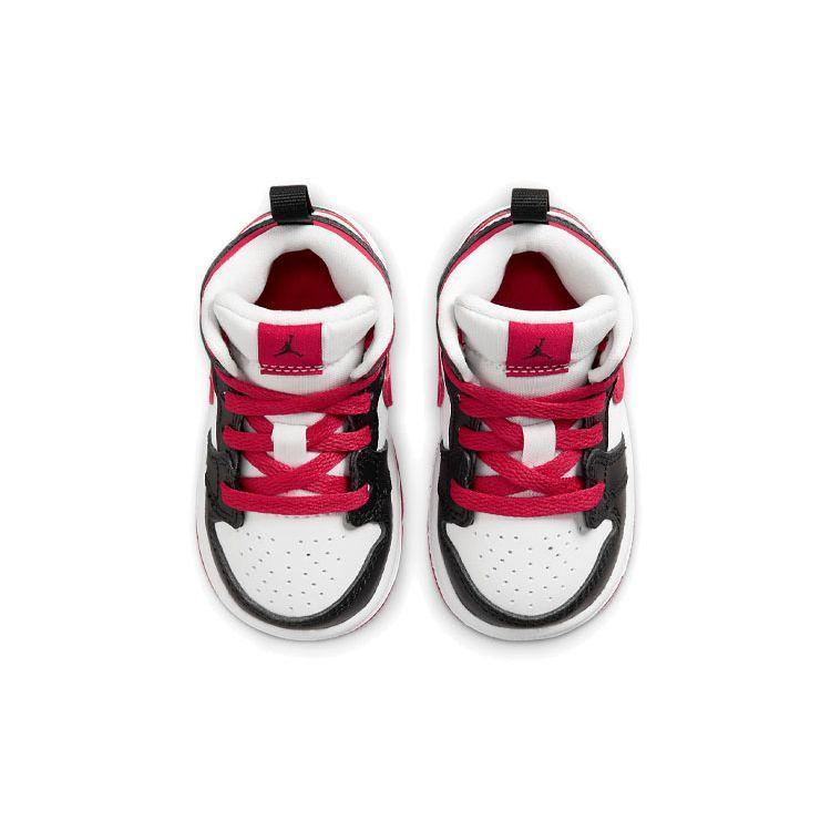 Air Jordan 1 Mid TD Белые Очень Ягодные Детские Кроссовки Черные 640735-016